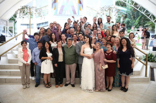 A família toda reunida em nosso casamento (Daph e Gui)